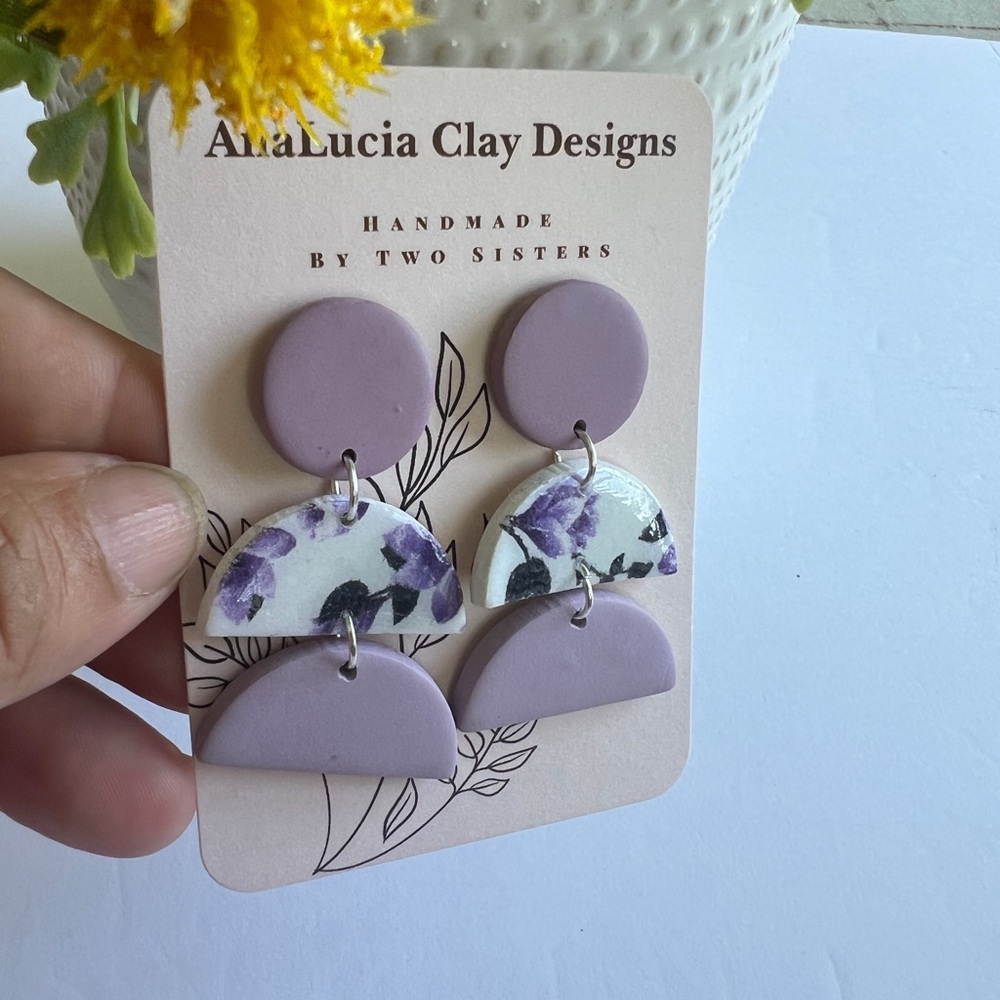 Purple Floral Earrings